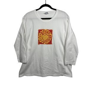 Crazy Shirts Hawaii Original 3/4 Sleeve Women's Sunburst T-Shirt White Size 2XL